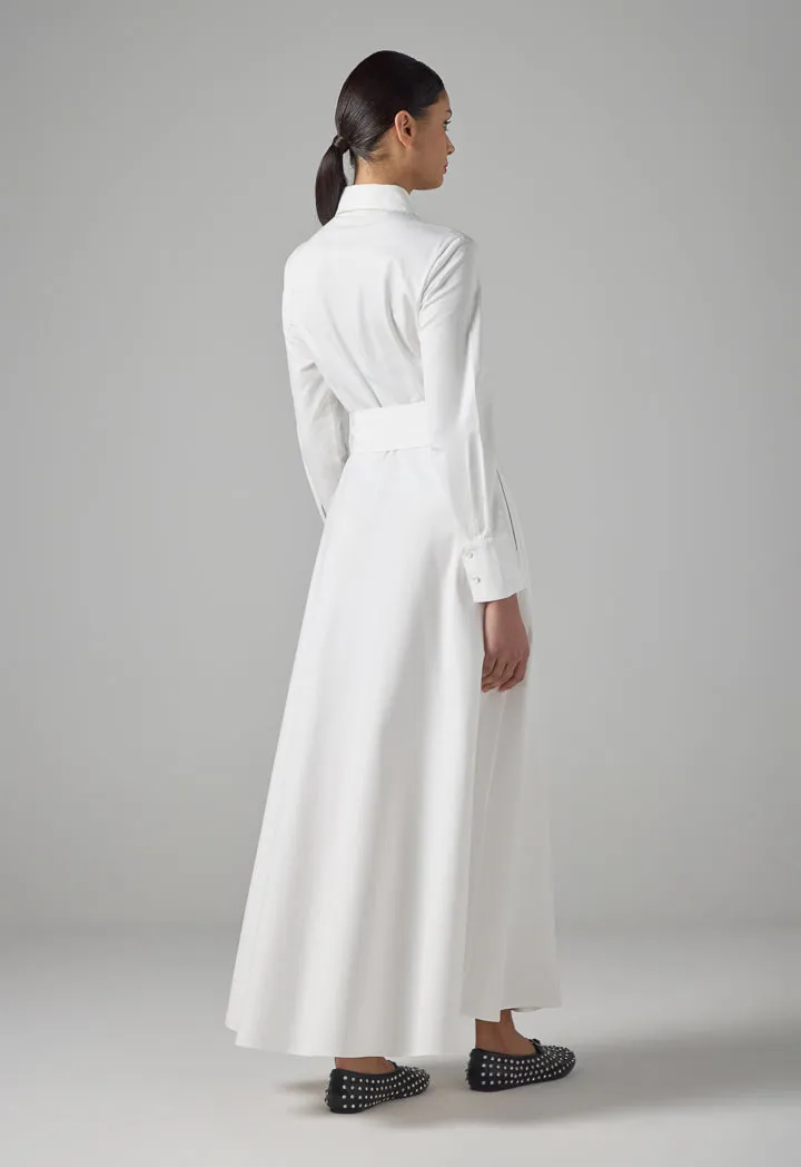 Choice Long Sleeve Solid Maxi Dress Off White