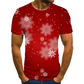 Christmas T-shirt Men Snowflake Tshirts Novelty Red T-shirts Graphic New Year T-shirts 3d