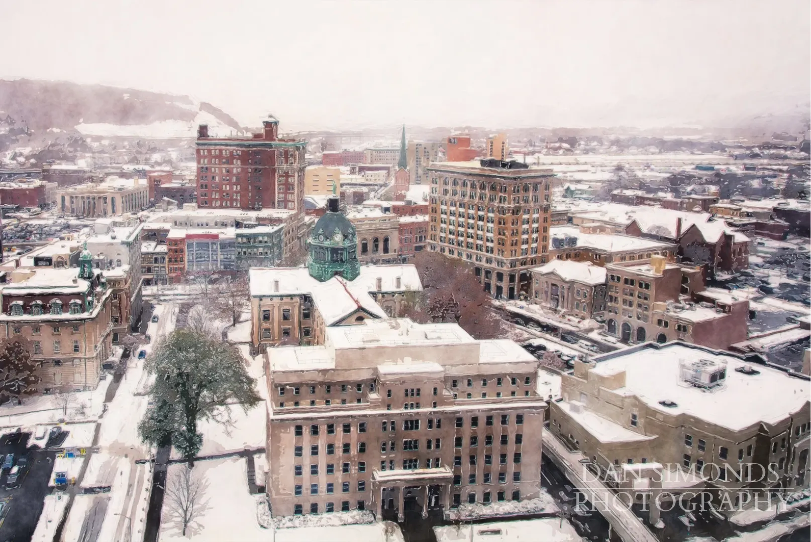 City of Binghamton Winter Scene by Dan Simonds Canvas Print