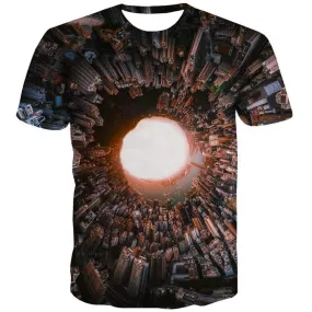 City T-shirt Men Dizziness Tshirts Cool Black Hole T-shirts Graphic Art Tshirts Casual