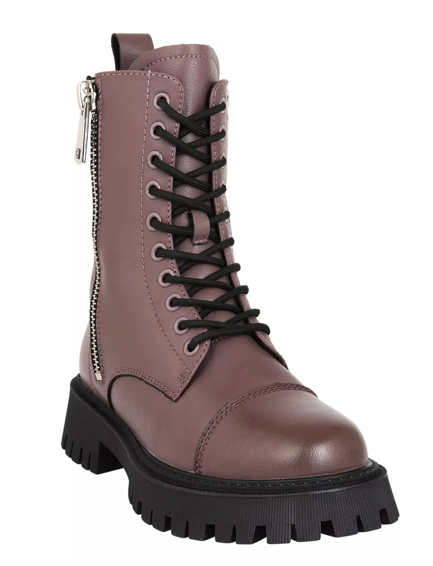 Classic Leather Platform Ankle Boots - Brown