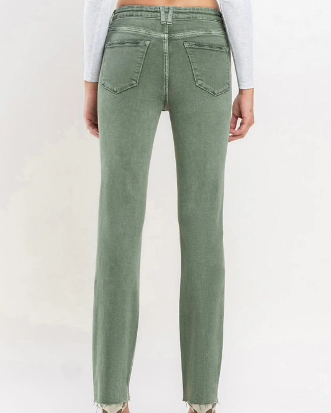 Colored Stretch Denim-Olive