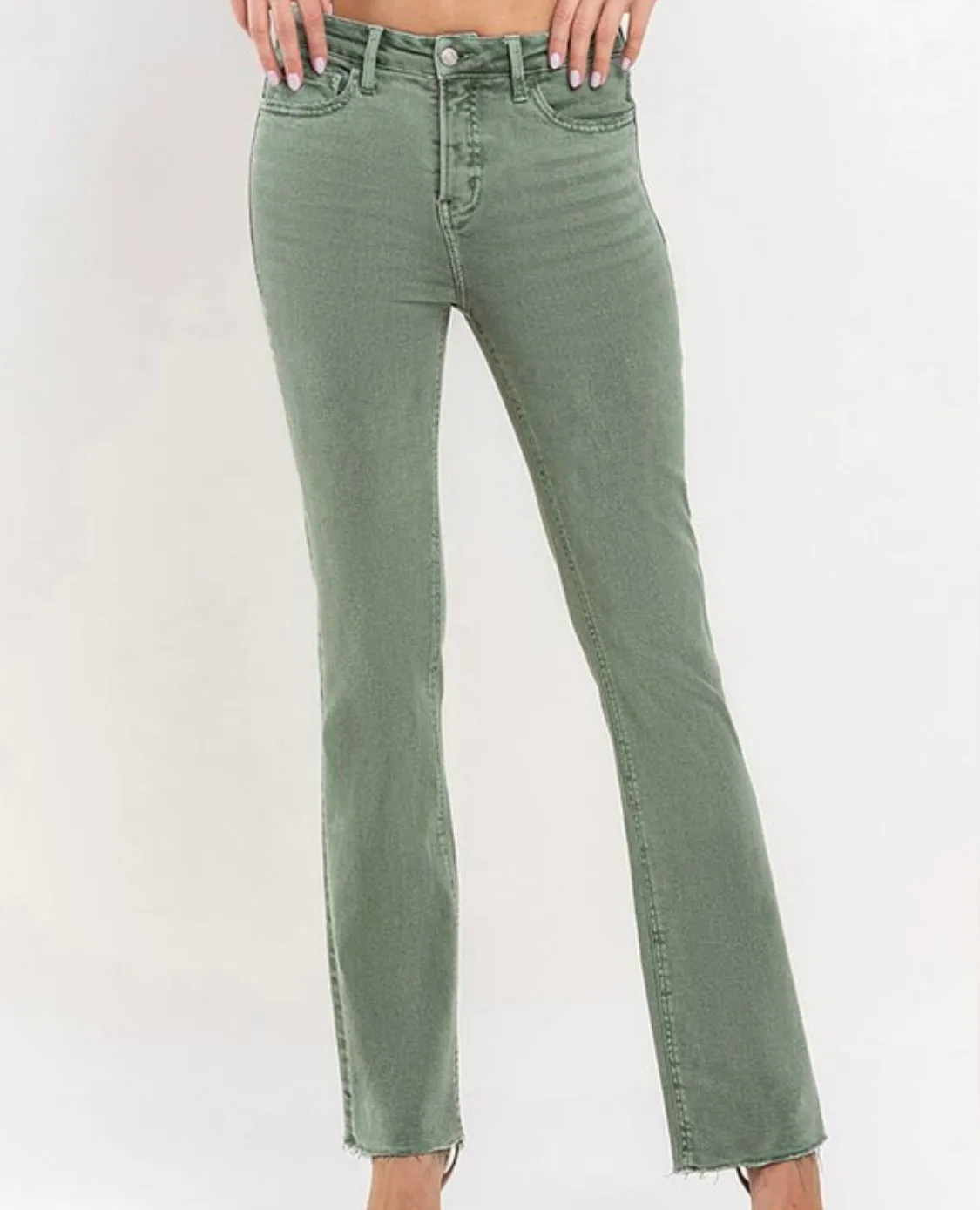 Colored Stretch Denim-Olive