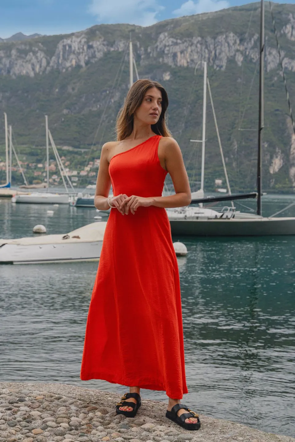 Conscious Flame One Shoulder Maxi Dress