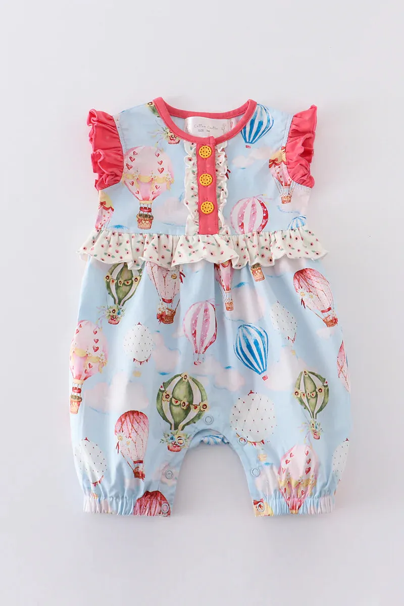 Cotton Castle Platinum balloon print ruffle girl romper