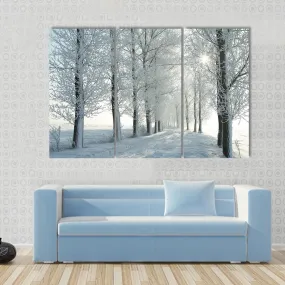 Country Road In Winter Canvas Wall Art