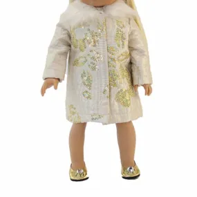 Cream Coat with Gold Sequin Flower Design for 18-inch dolls