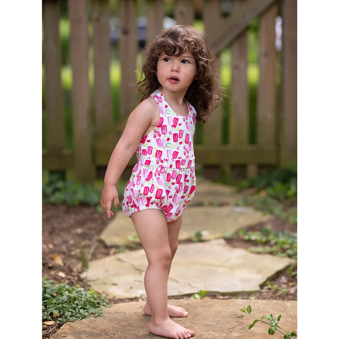 Cross Back Bubble Romper in Popsicles