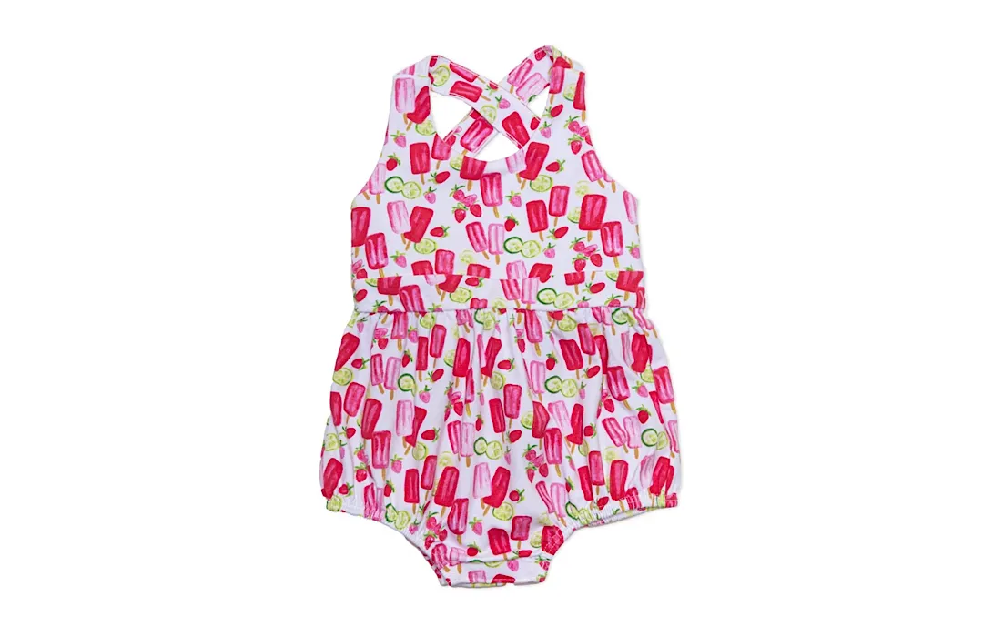 Cross Back Bubble Romper in Popsicles