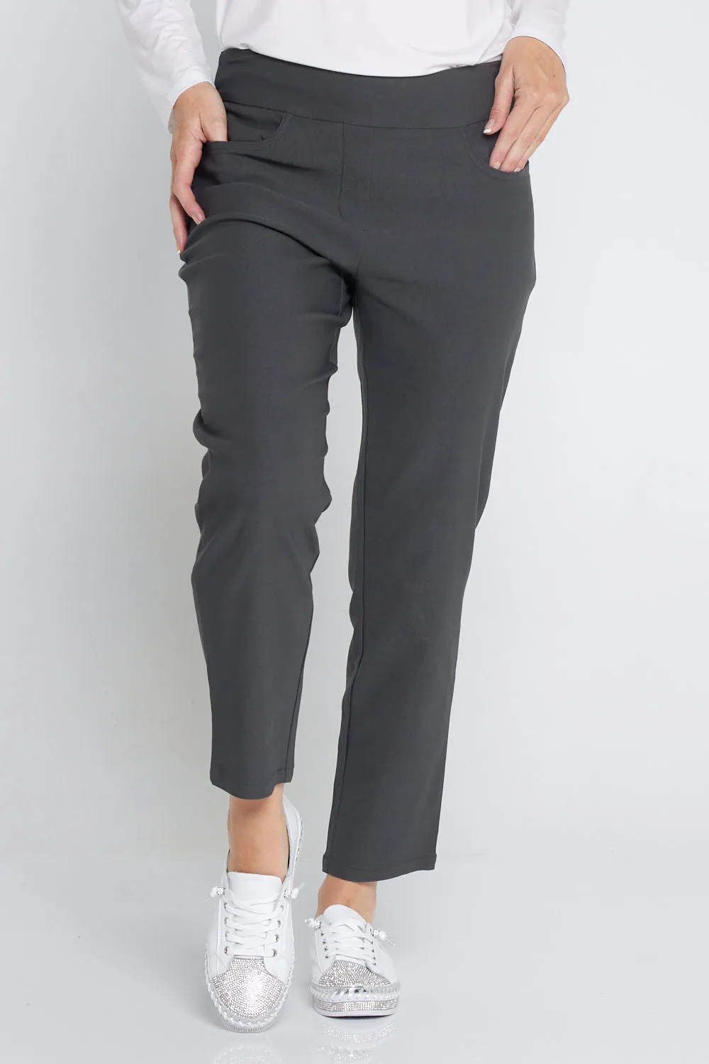 Dana Bengaline Capri Pants - Charcoal