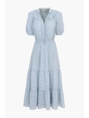 Darlene Burnout Chiffon Smocked Midi Dress