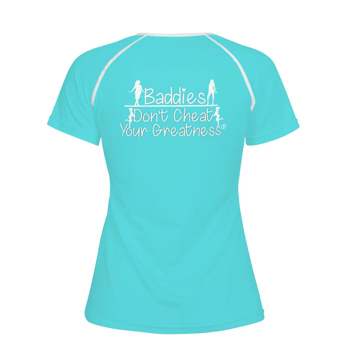 DCYG 24SX Baddies White logo & Turquoise Women's All-Over Print T shirt