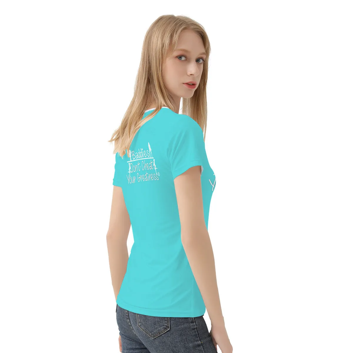 DCYG 24SX Baddies White logo & Turquoise Women's All-Over Print T shirt