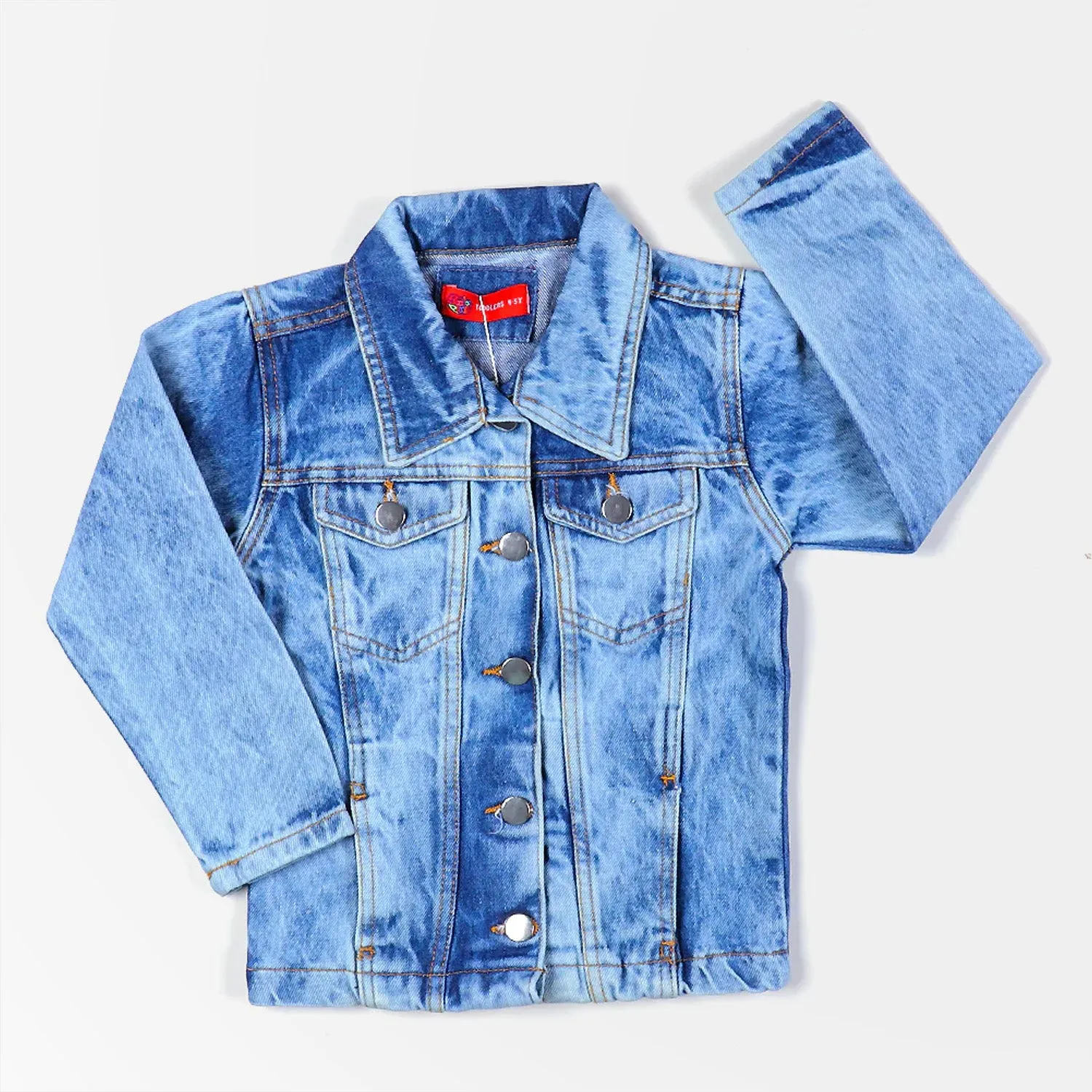 Denim Jacket For Girls - Mid Blue