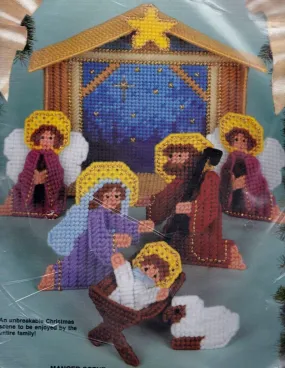 DIY Bucilla Manger Scene Christmas Nativity Plastic Canvas Craft Kit