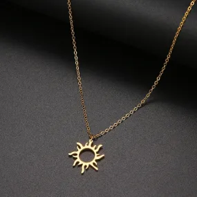 DOTIFI 316L Stainless Steel Necklace Plated Ethnic Sun Totem Pendent Necklaces For Charm Women Birthday Party Fashion Jewelry