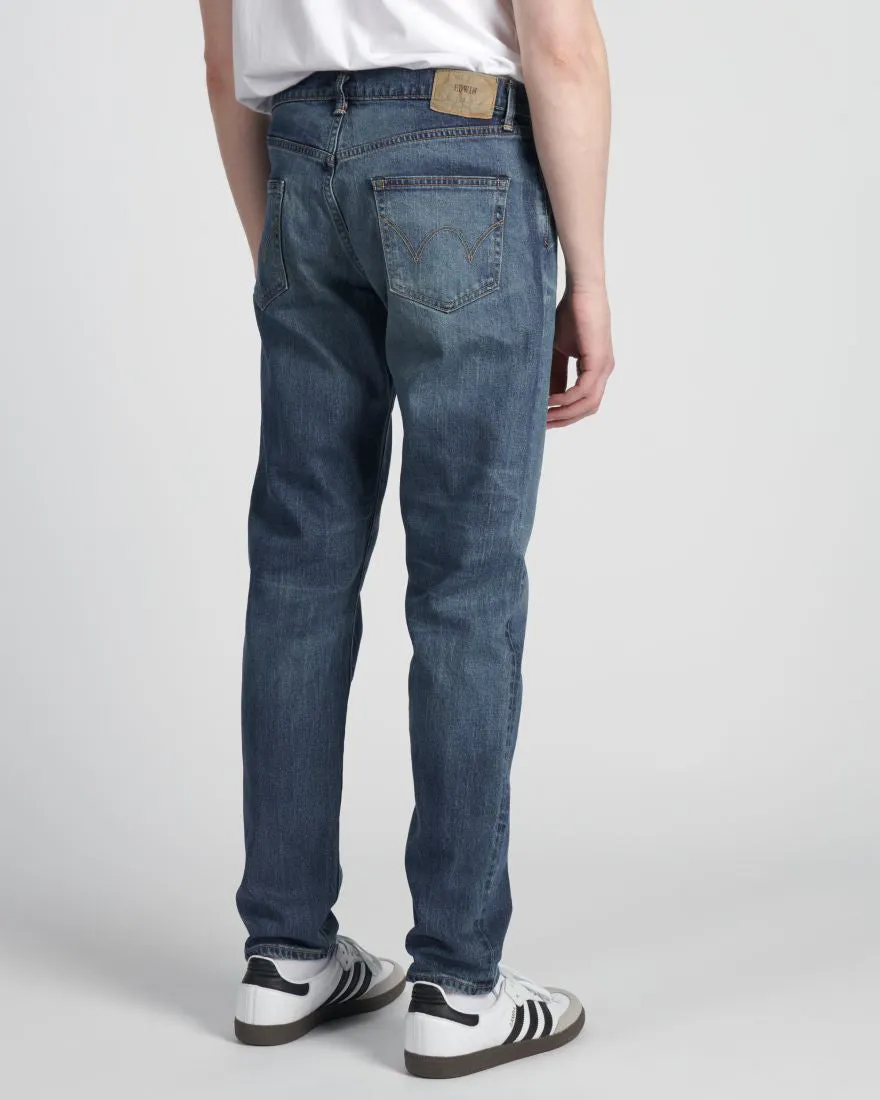 Edwin Made In Japan Regular Tapered Mens Jeans - 13oz Kaihara Pure Indigo Stretch Denim / Blue Mid Dark Used