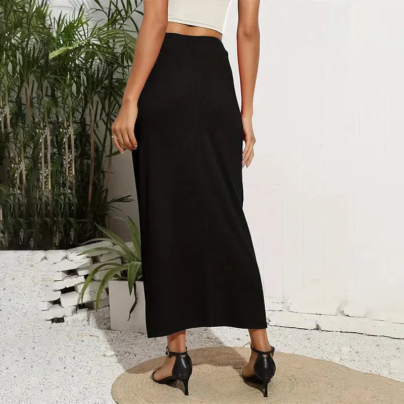 Elegant Asymmetric Slit Skirt