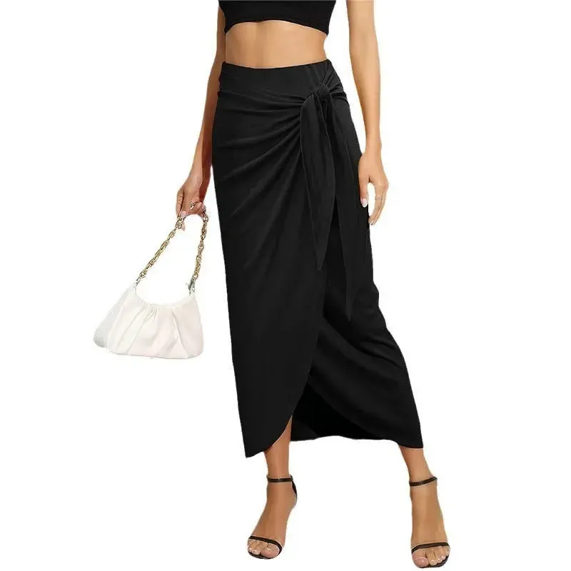 Elegant Asymmetric Slit Skirt