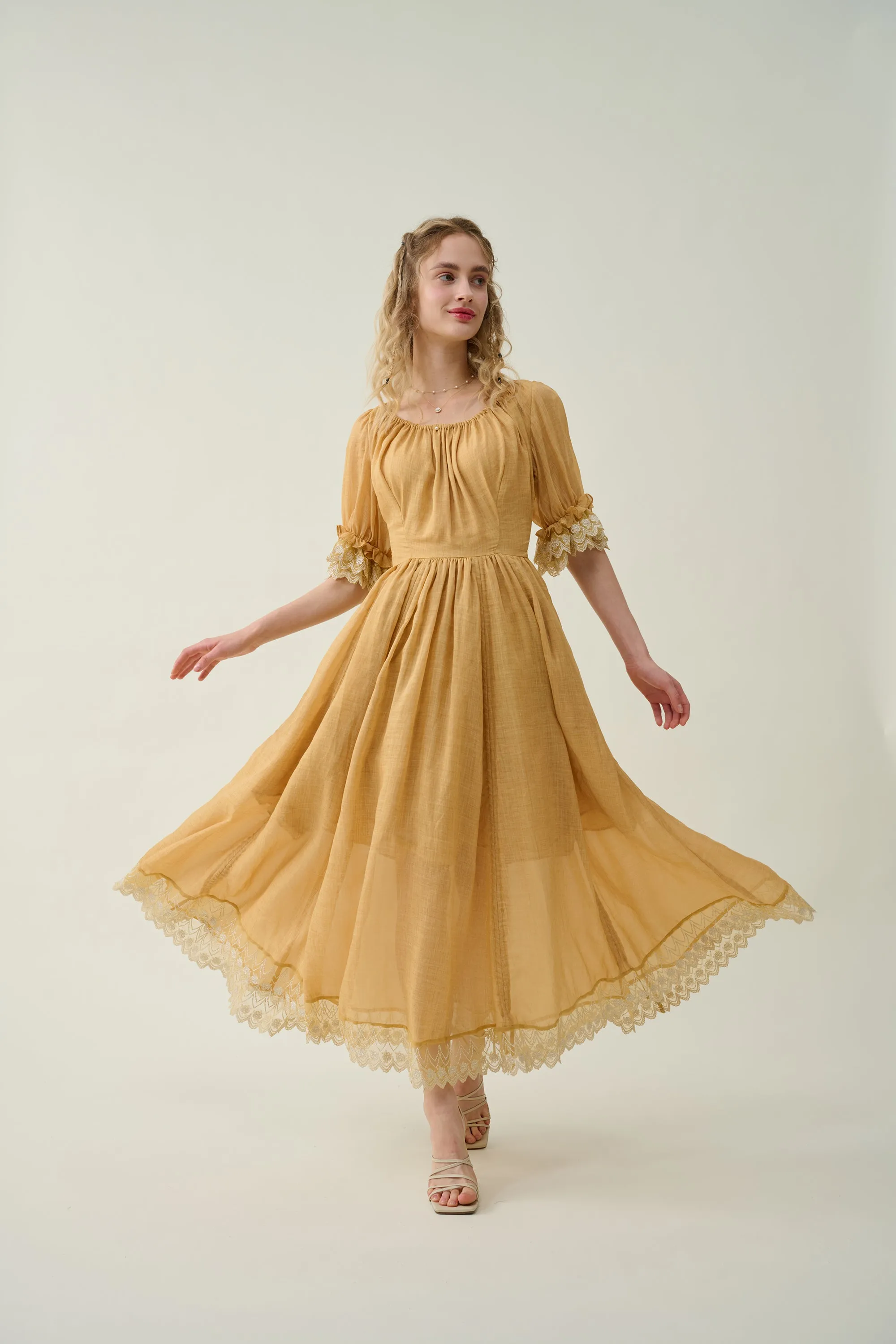 Elowen 27 | Lace Linen dress gown ( 2 way to wear )