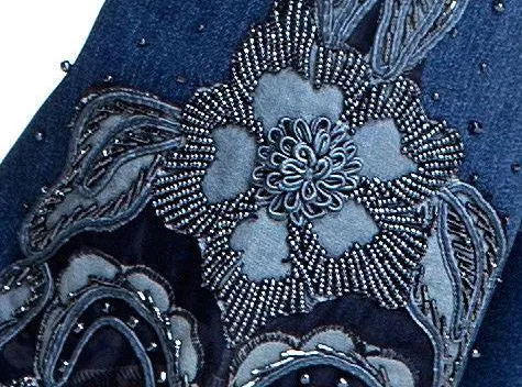 Embellished Floral Faded Jeans