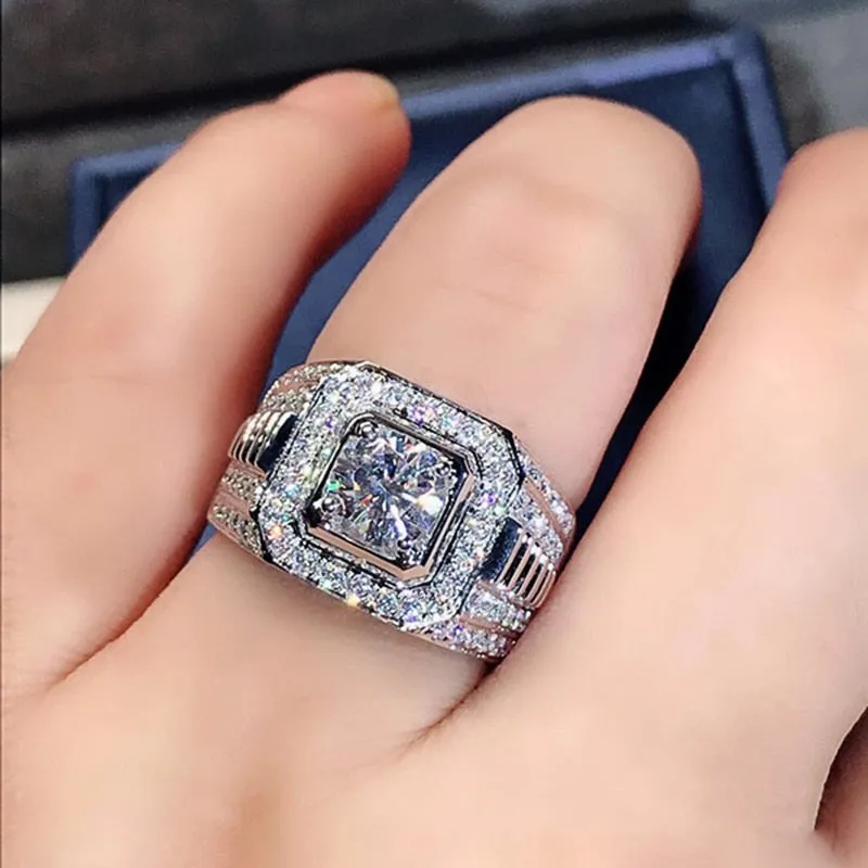 Engagement Jewelry Luxury Bright Round Cut Cubic Zircon Wedding Band Ring