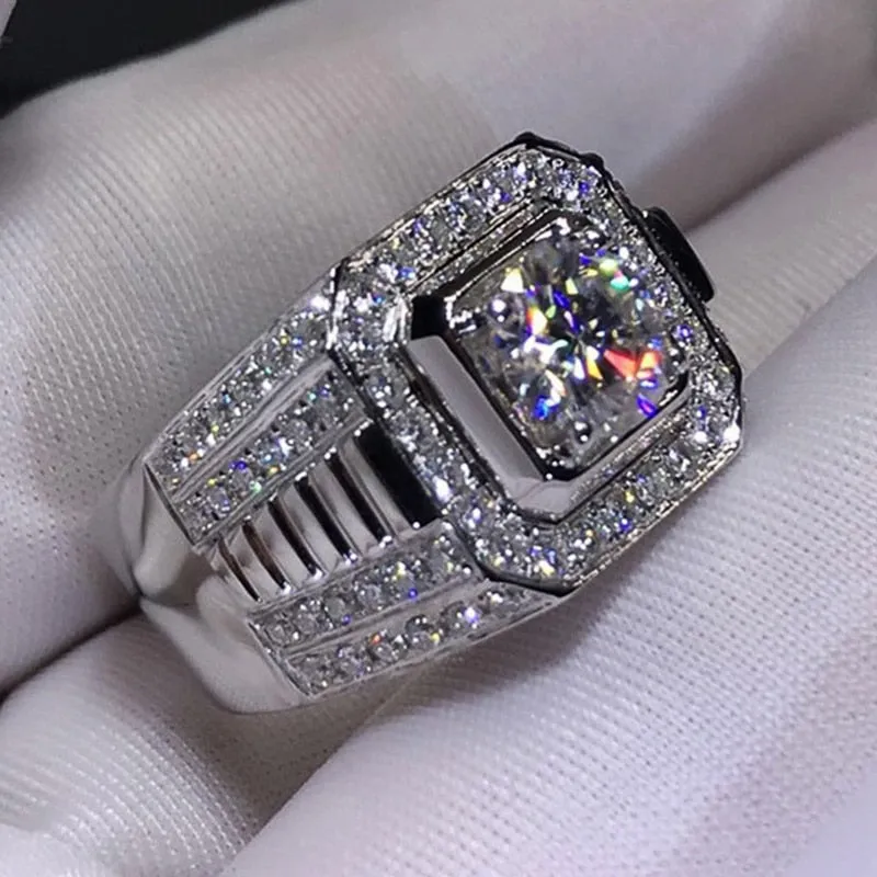 Engagement Jewelry Luxury Bright Round Cut Cubic Zircon Wedding Band Ring