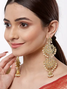 Ethnic Double Layer Kundan Dangler Earrings