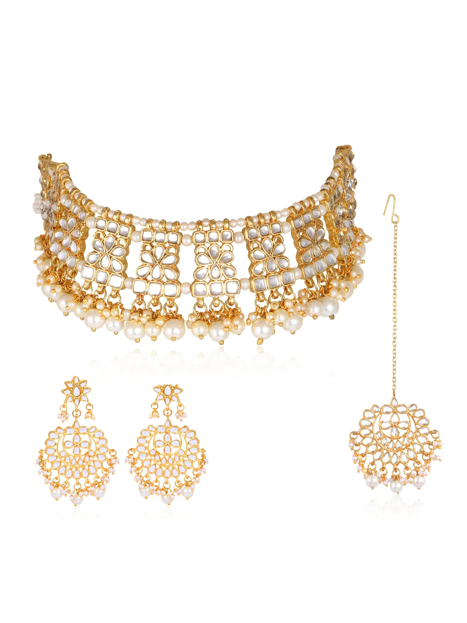 Ethnic Traditional Jewellery Gold Plated Kundan Necklace Set