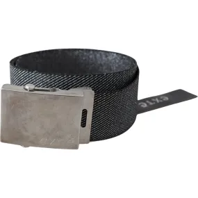 Exte Elegant Black Canvas Waist Belt with Silver Buckle