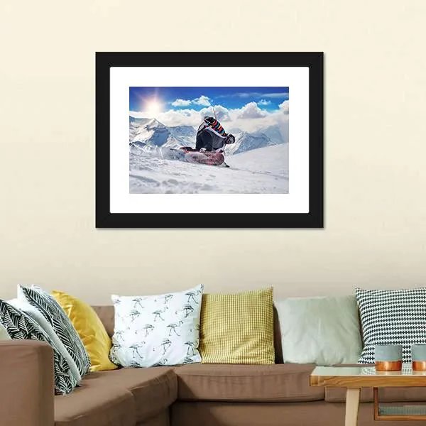 Extreme Snowboarding Man Canvas Wall Art