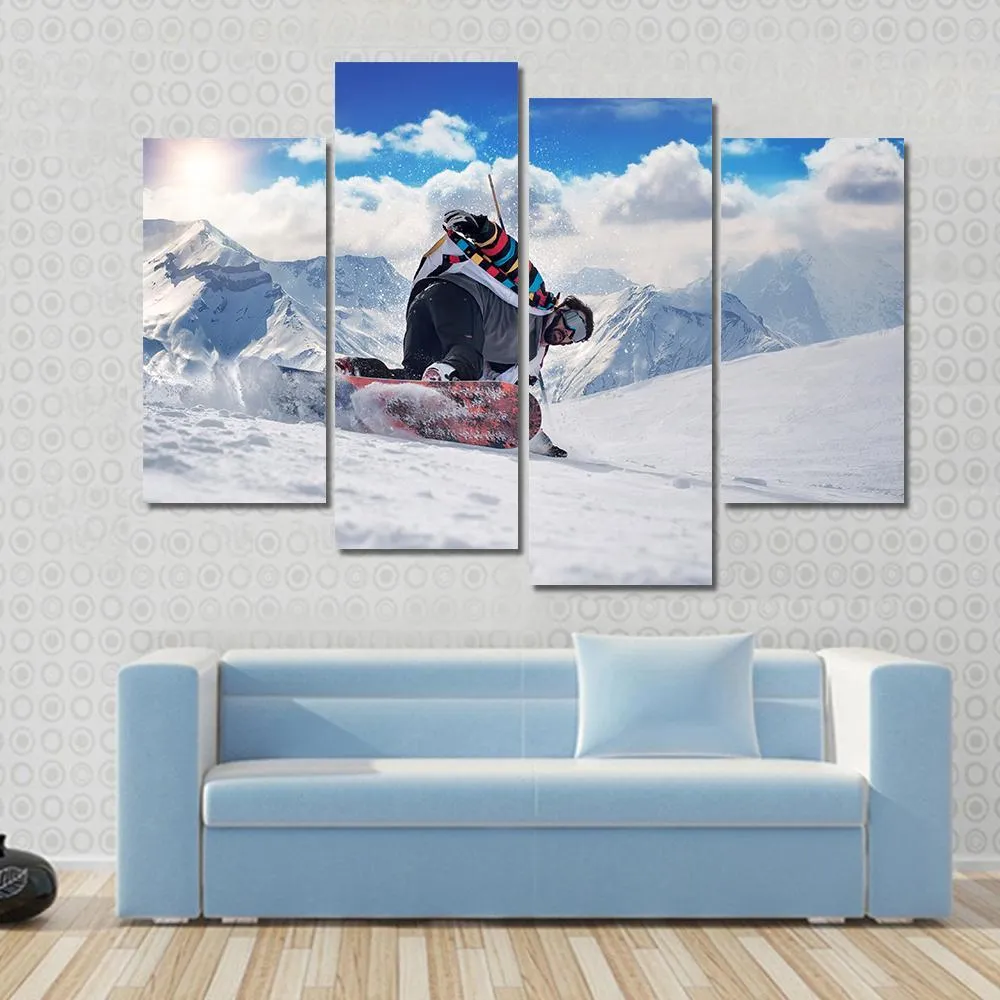 Extreme Snowboarding Man Canvas Wall Art