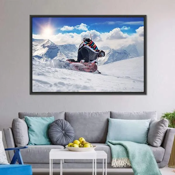 Extreme Snowboarding Man Canvas Wall Art