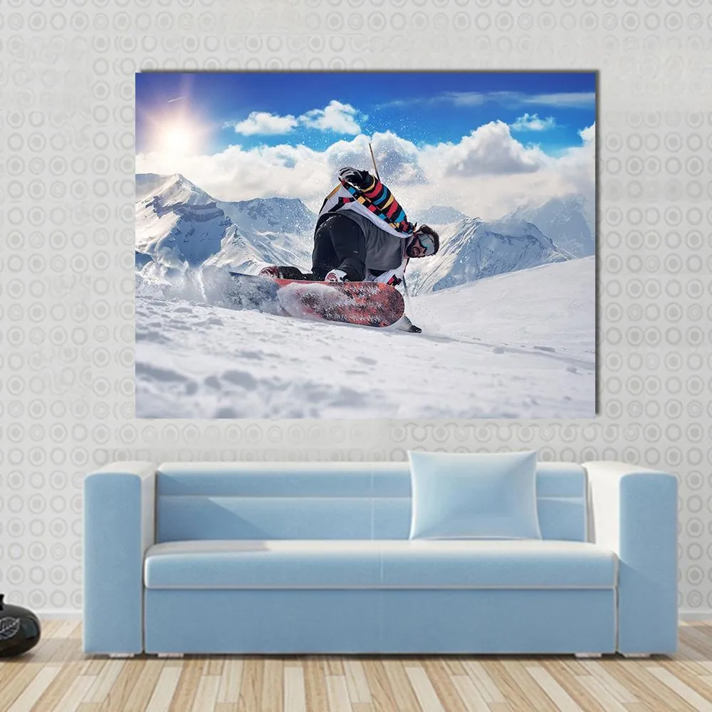 Extreme Snowboarding Man Canvas Wall Art