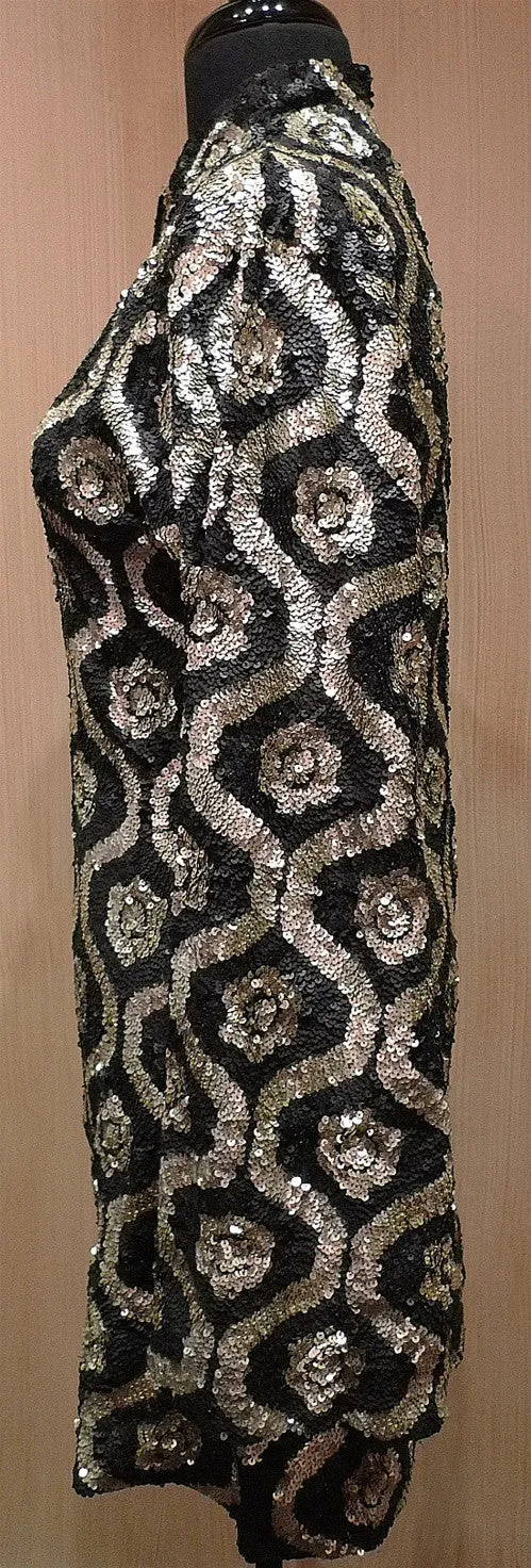 Farah Khan Black and Gold Sequined Dress