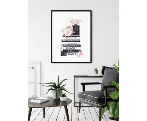 Fashion Book Black Frame Canvas Wall Art