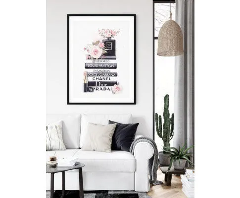 Fashion Book Black Frame Canvas Wall Art