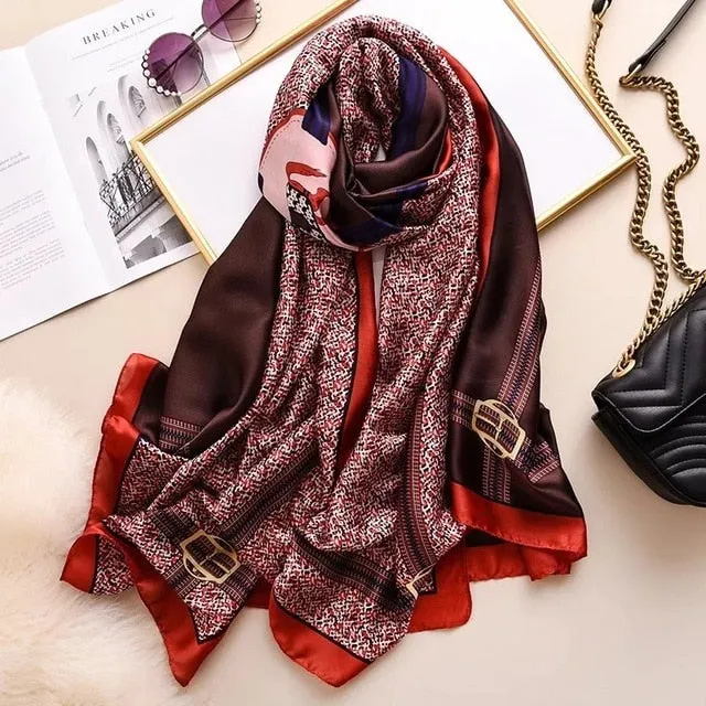 Fashion Silk Scarf Printed Bandana Shawl #LZ164