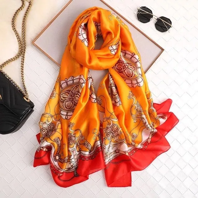 Fashion Silk Scarf Printed Bandana Shawl #LZ164