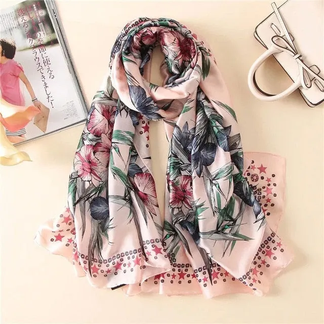 Fashion Silk Scarf Printed Bandana Shawl #LZ164