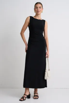 Fast Black Shimmer Stretch Sleeveless Maxi Dress