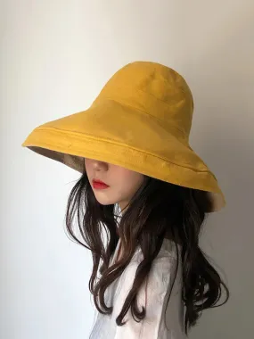 Female Summer Sun Hat Solid Color Foldable Hat