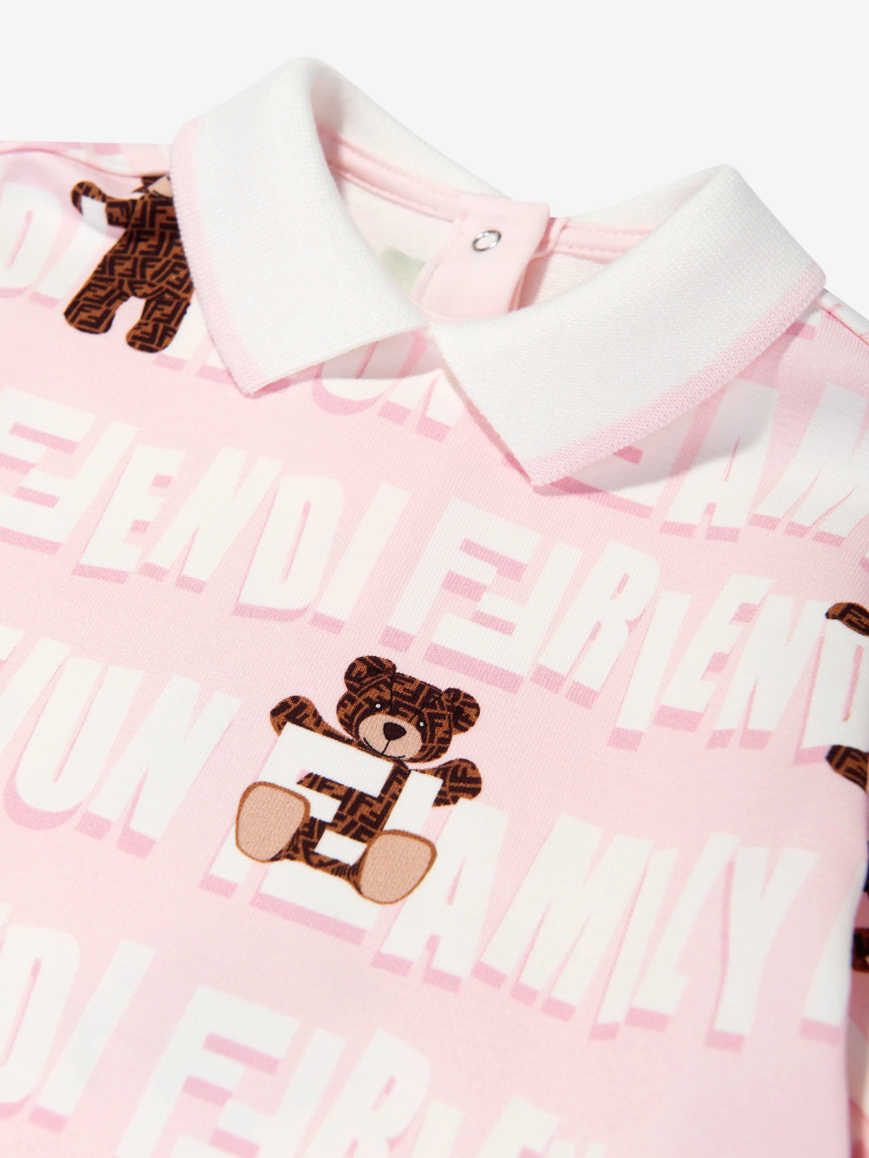 Fendi Baby Girls Teddy Graffiti Sweater Dress in Pink