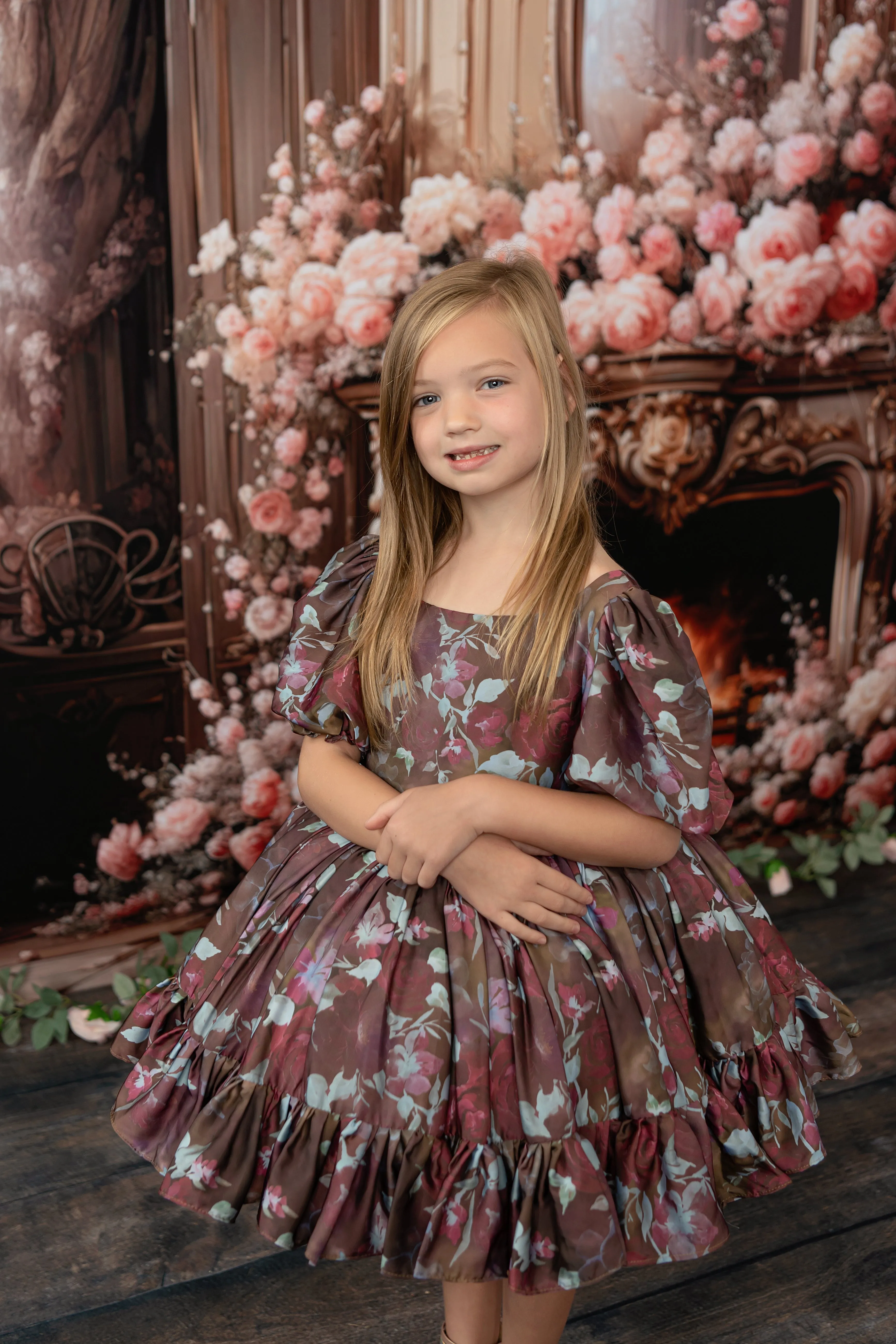 Floral Days - burgundy petal dress (6-7 year)