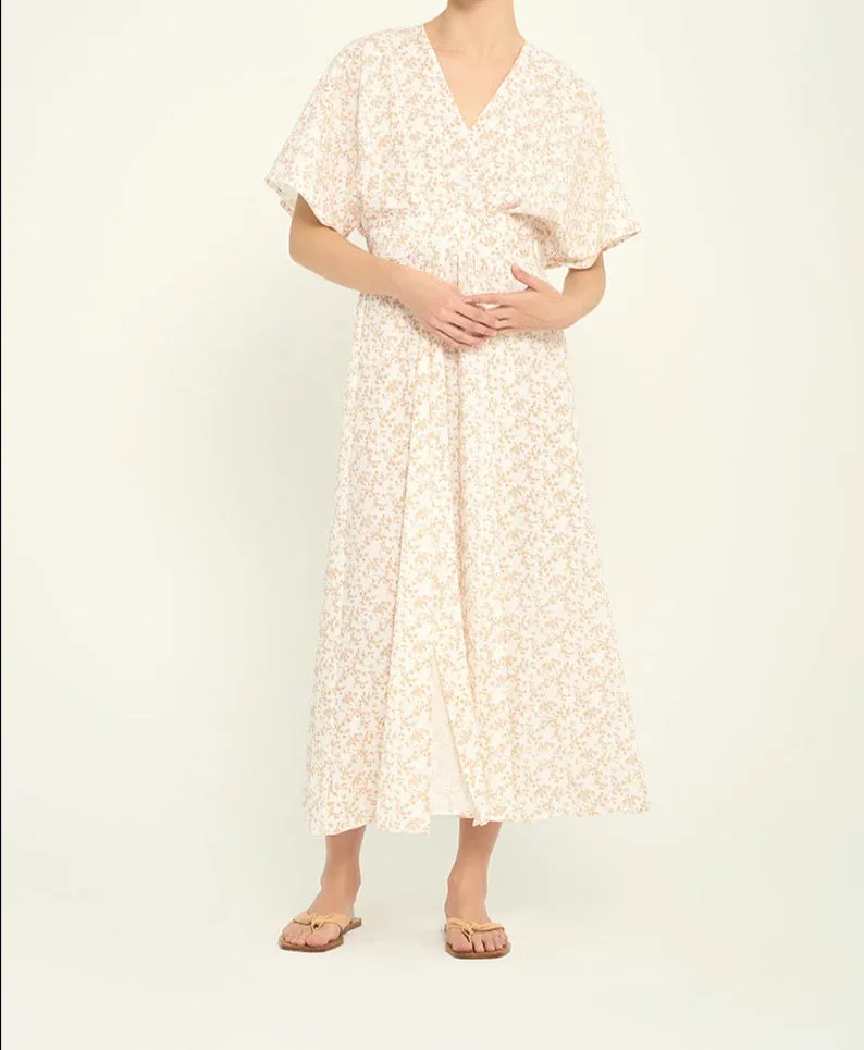 Floral Prints Kimono Sleeve Maxi Dress