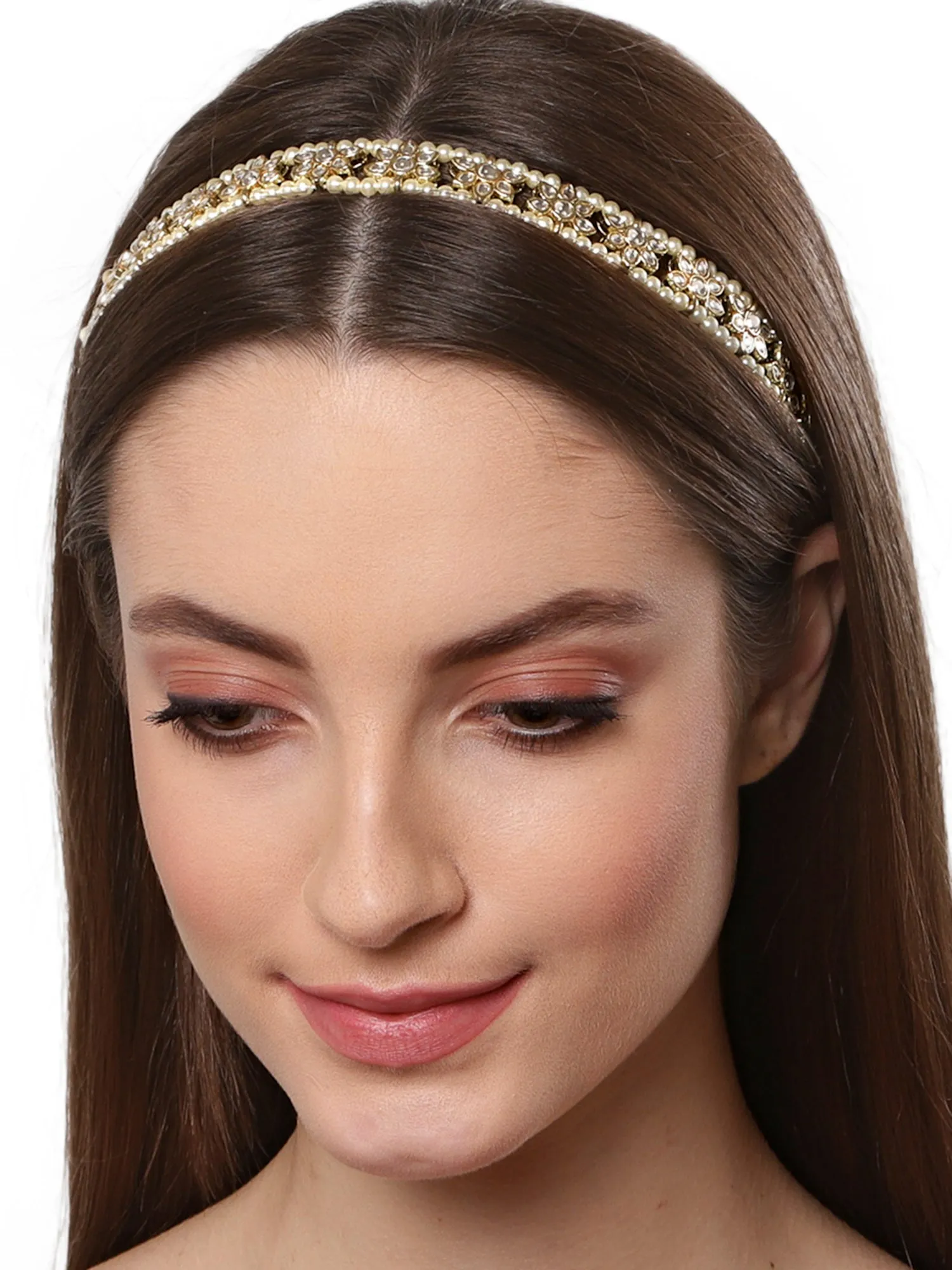 Floral Shape Embellished Kundan Hairband