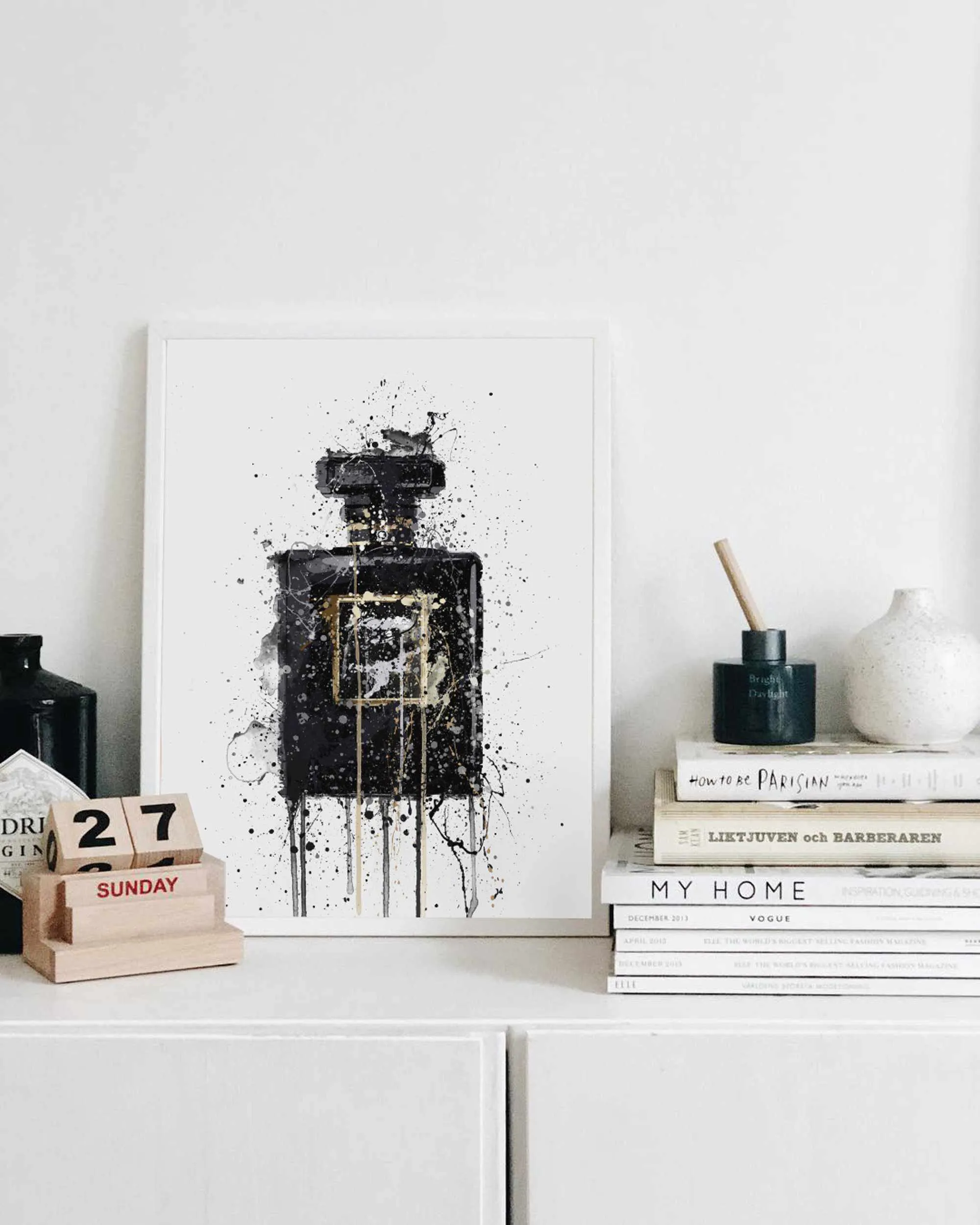 Fragrance Bottle Wall Art Print 'Midnight Black'