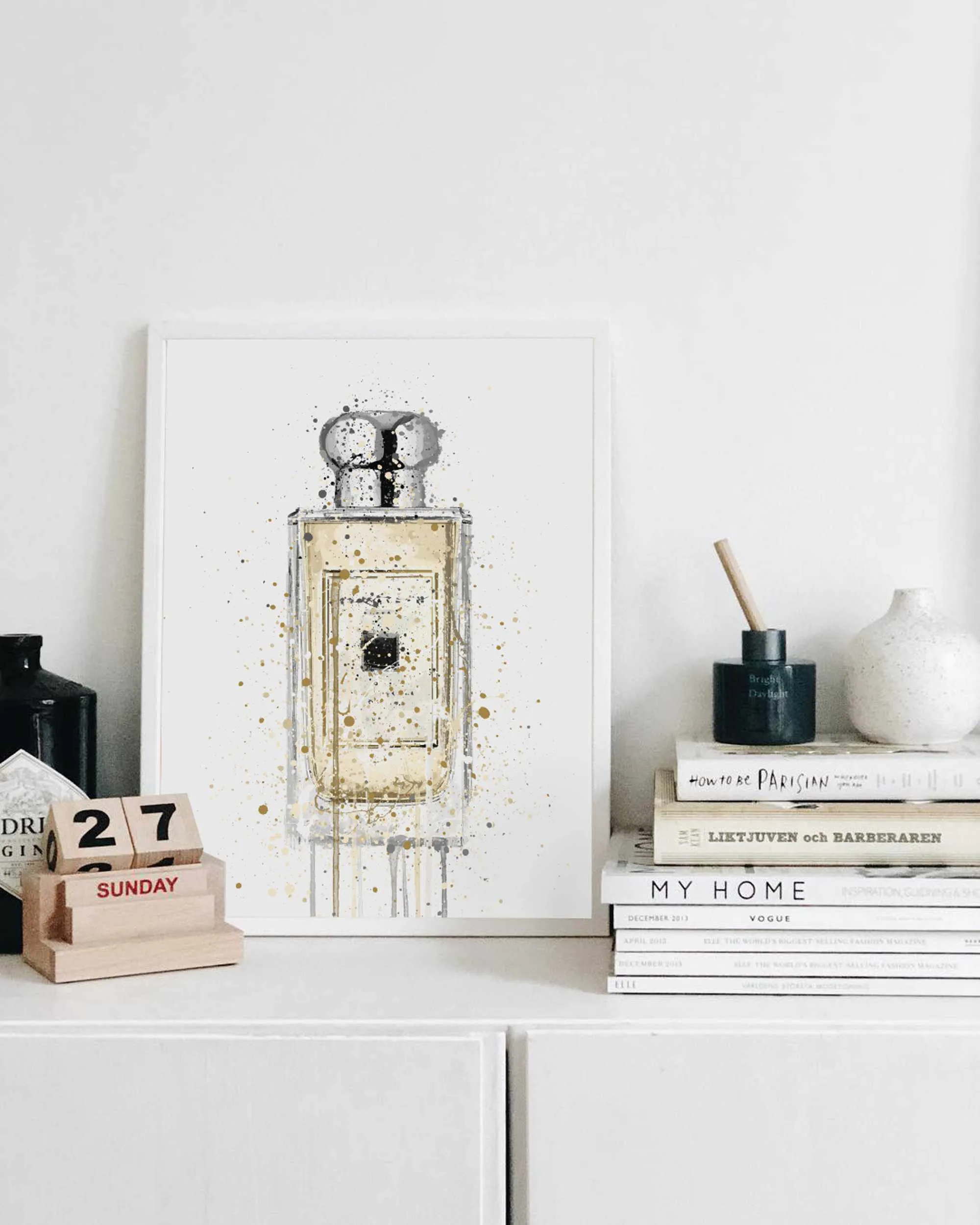 Fragrance Bottle Wall Art Print 'Pale Gold'