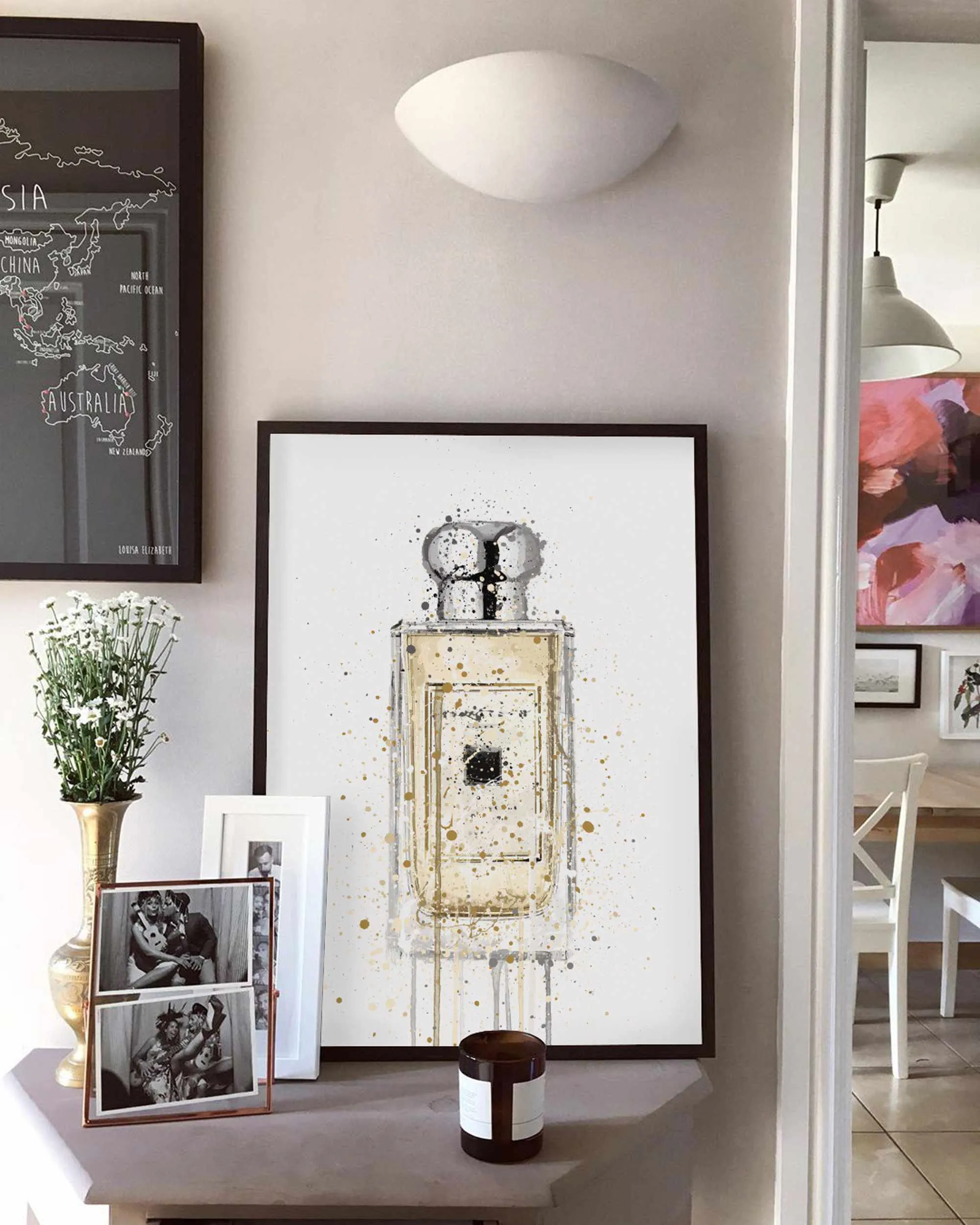 Fragrance Bottle Wall Art Print 'Pale Gold'