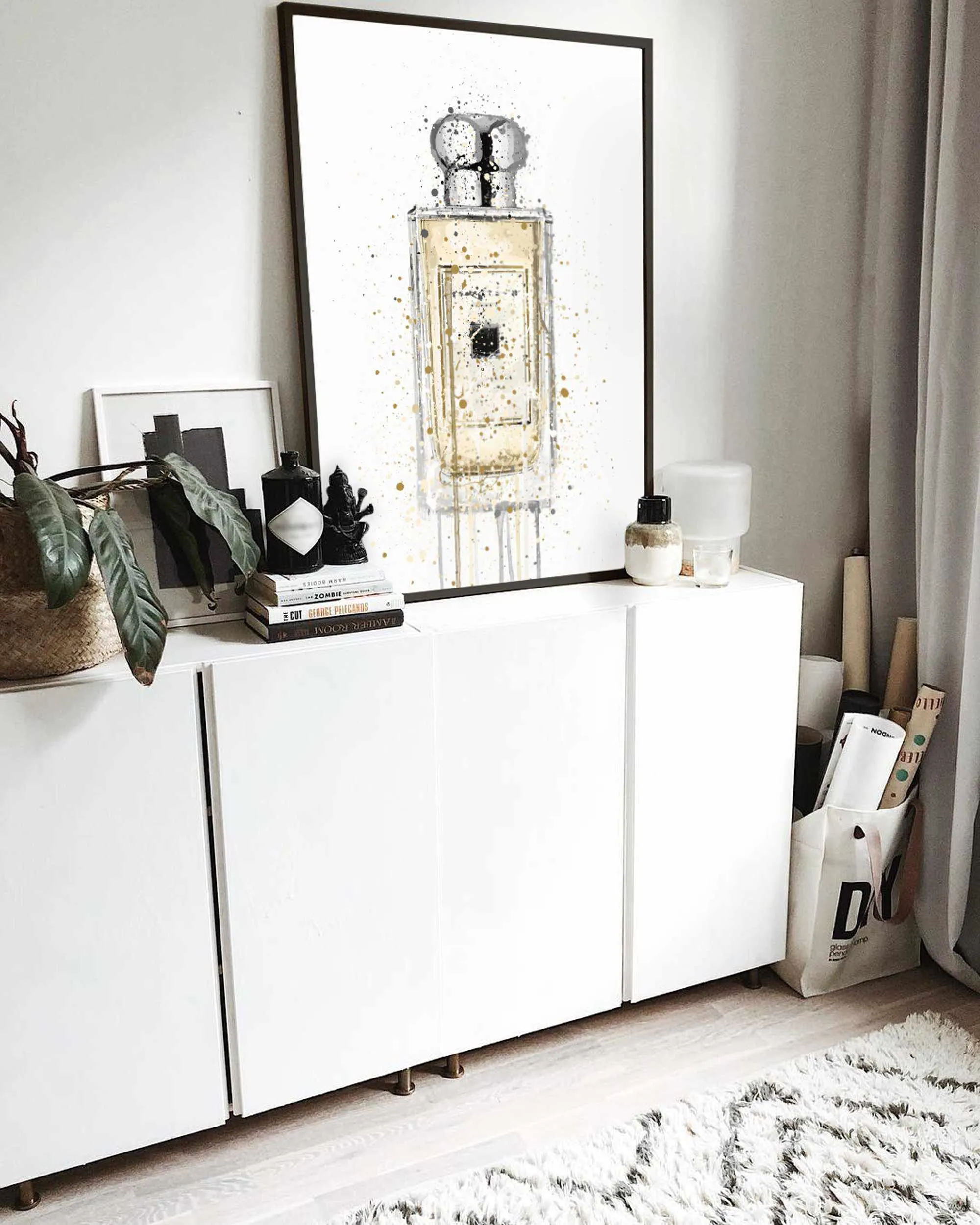 Fragrance Bottle Wall Art Print 'Pale Gold'